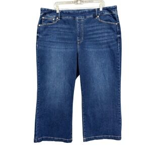 Seven7 Jeans Womens 24‎ Blue Pull On Weekend Capri Dark Wash Rhinestone Plus